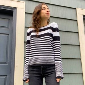 Charter Club black and white modern stripped sweater